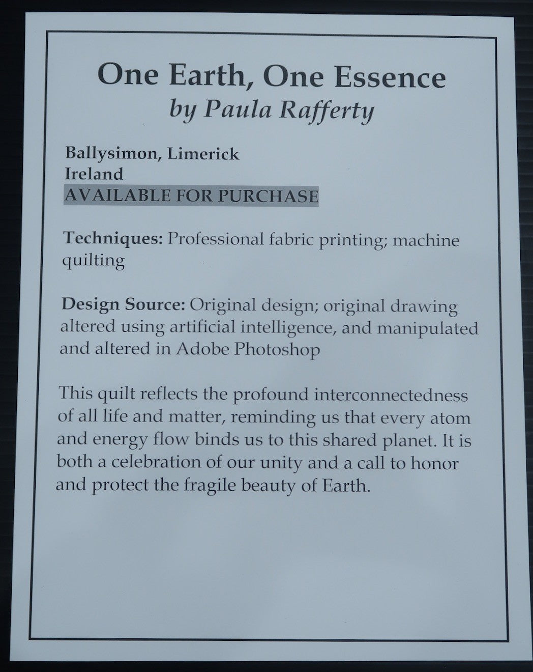 One Earth, One Essence