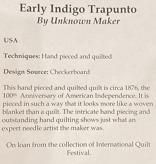 1876- Indigo Trapunto Quilt