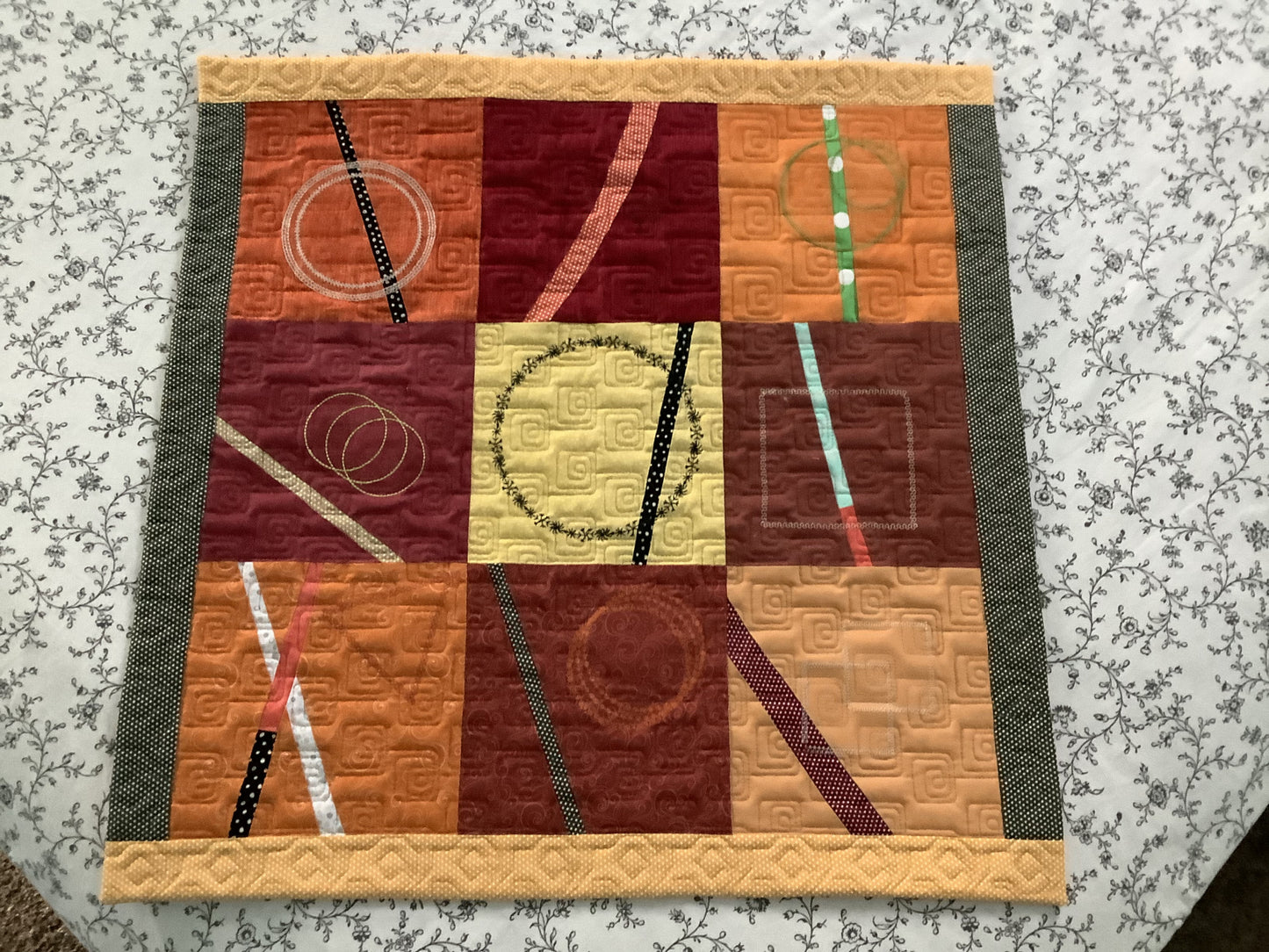 My Art Quilt using stripes and circles
