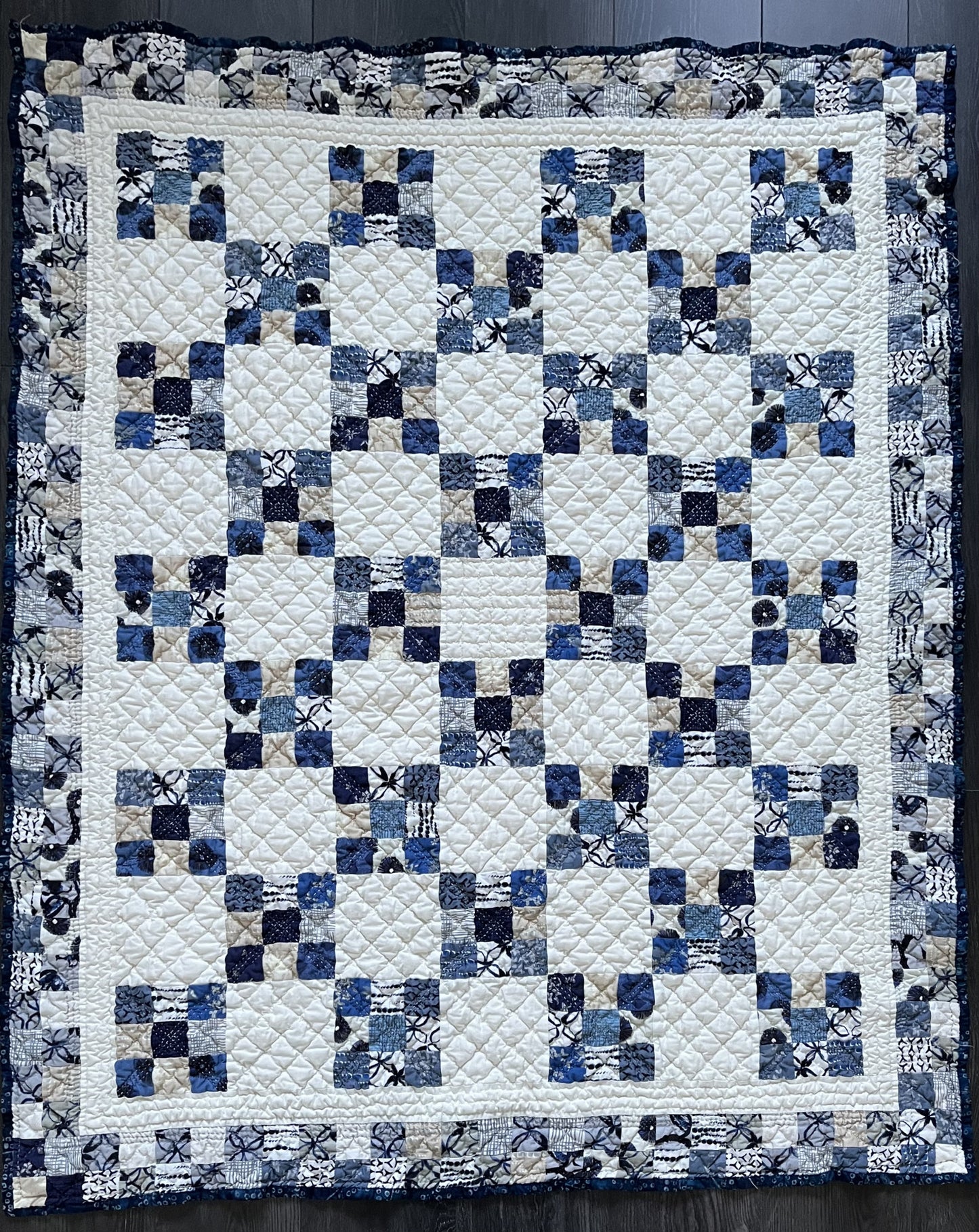 Single Irish chain in blues