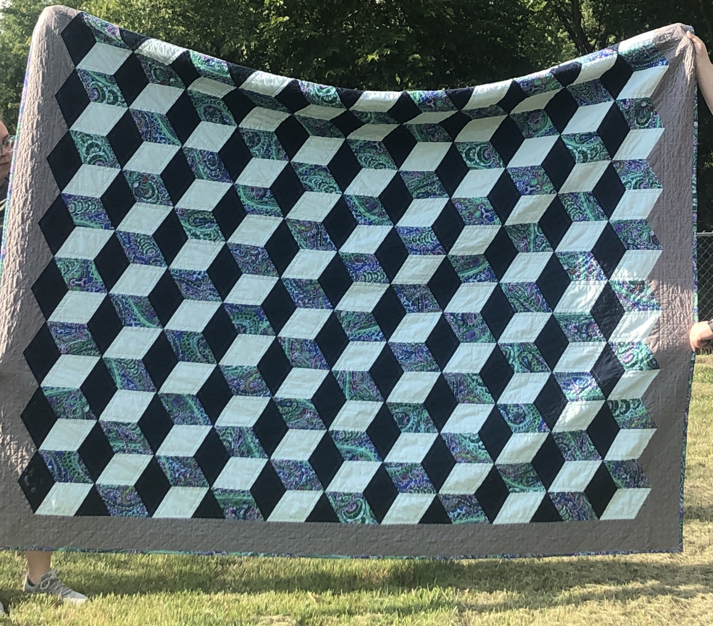Tumbling Block w/Kaffe Fassett Jungle Paisley Print
