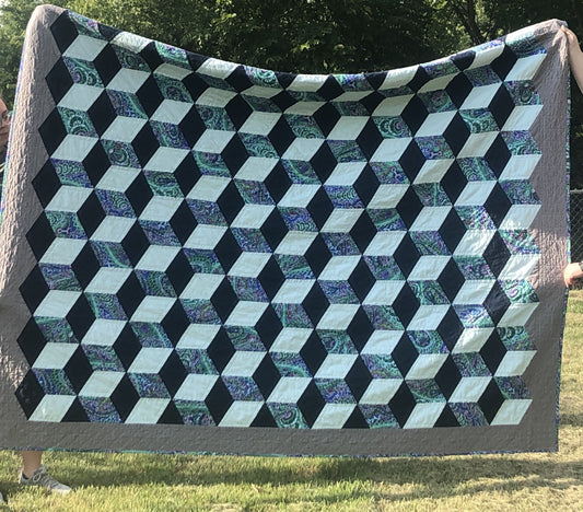 Tumbling Block w/Kaffe Fassett Jungle Paisley Print