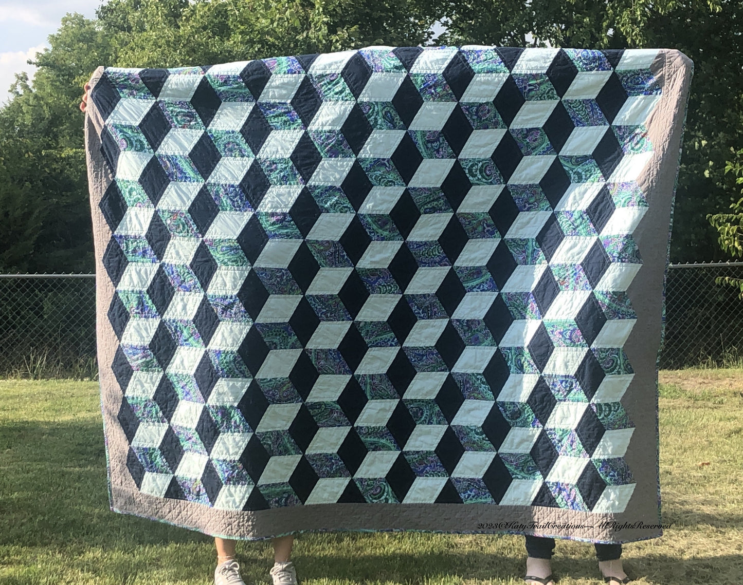 Tumbling Block w/Kaffe Fassett Jungle Paisley Print