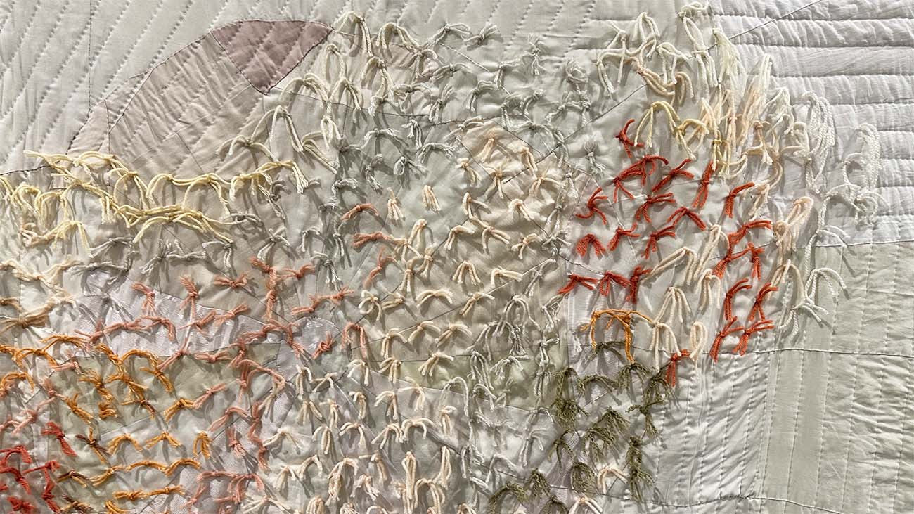 Coral Quilt: Stitched and Tied