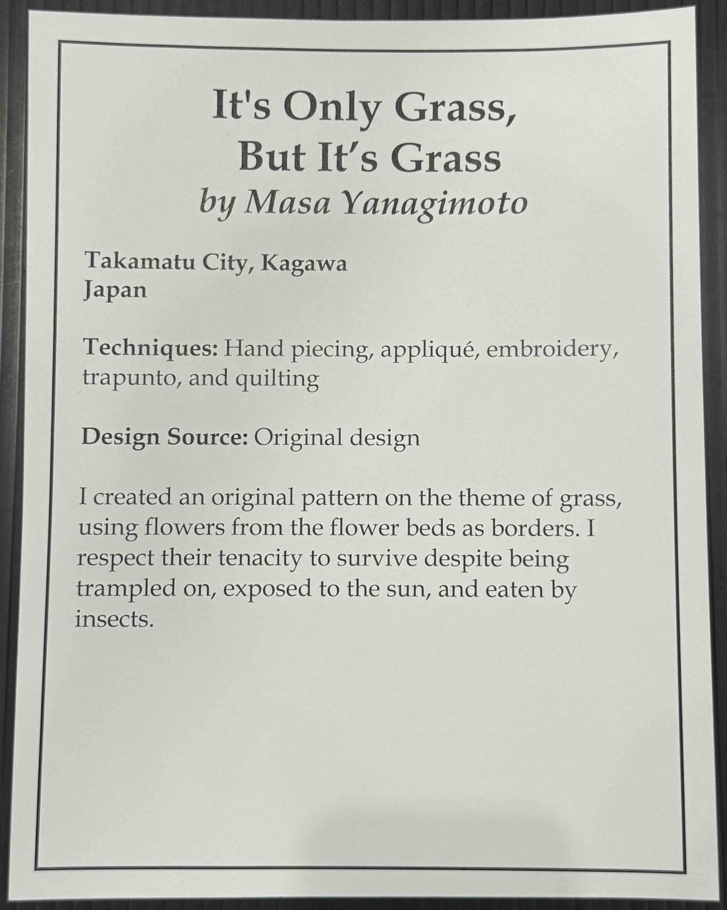 It's Only Grass, But It's Grass