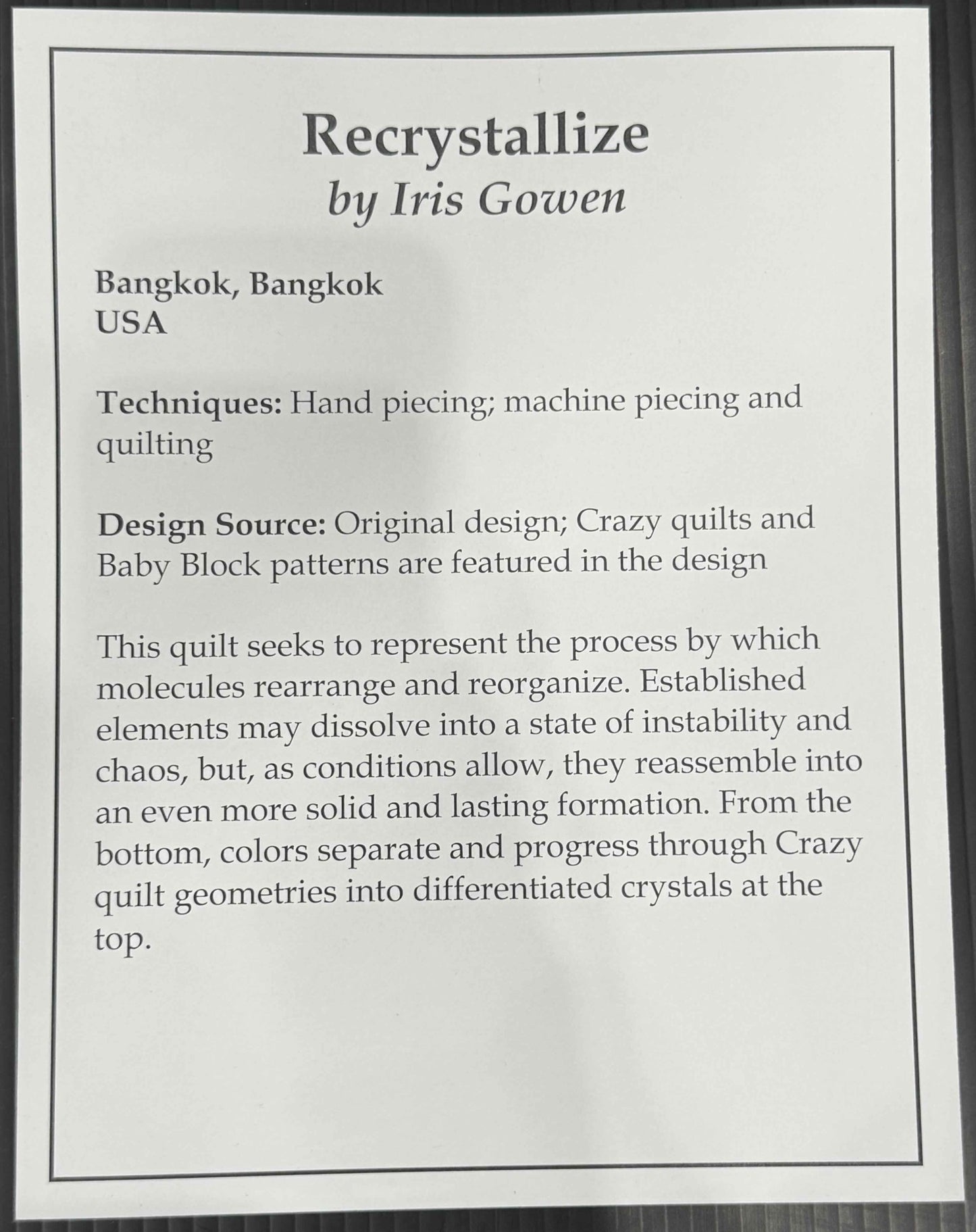 Recrystallize