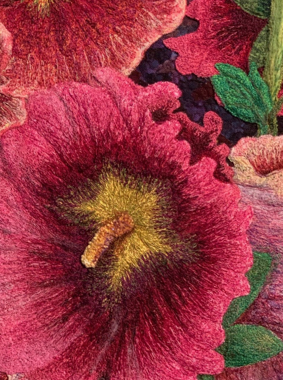Thread-painted Hollyhocks