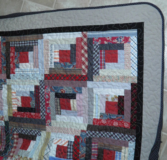 Log Cabin Recycled Shirt Quilt