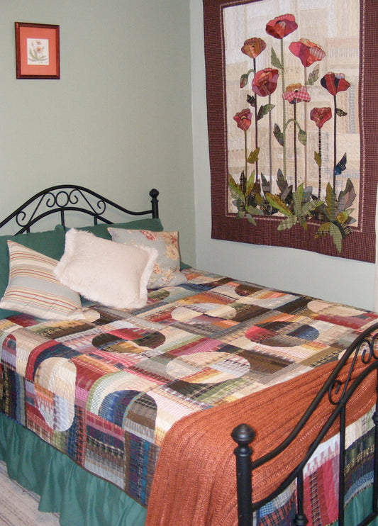 Dad's Plaids and Plaid Poppies sister quilts